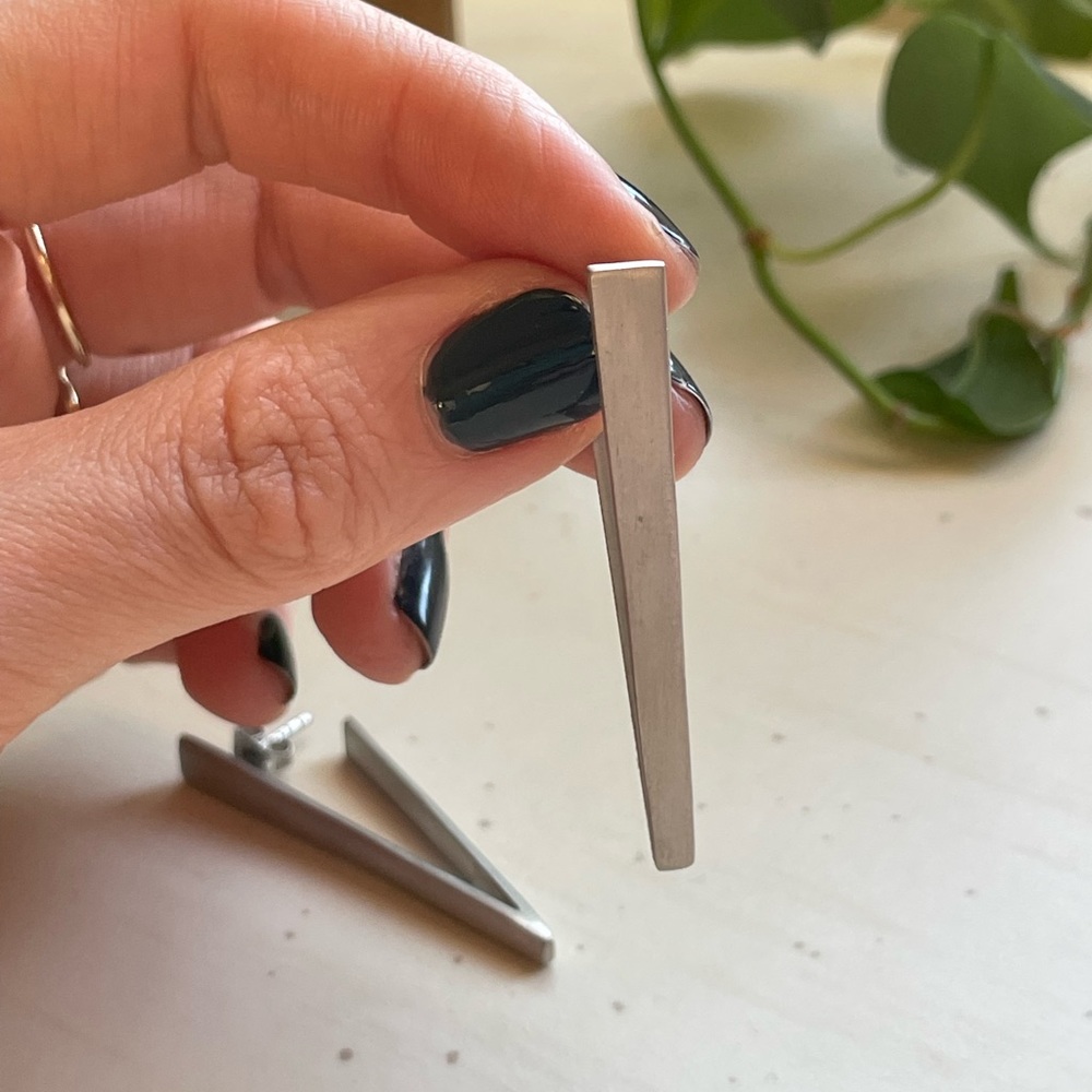 Long incline stud earrings